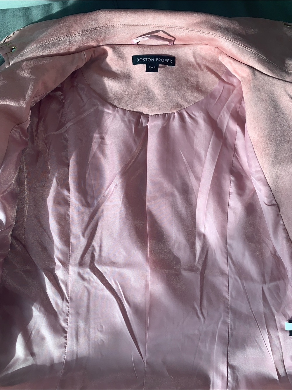 NWT Boston Proper Faux Pink Suede Double-Breasted Eyelet Jacket - Picture 7 of 10